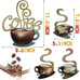 4 Pieces Metal Coffee Cup Wall Decor Bar Cafe Themed Art Decoration.