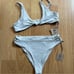 TOAST SWIM bikini set cut out bottom knot top NWT lunar rock grey color