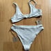 TOAST SWIM bikini set cut out bottom knot top NWT lunar rock grey color
