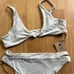 TOAST SWIM bikini set cut out bottom knot top NWT lunar rock grey color