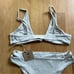 TOAST SWIM bikini set cut out bottom knot top NWT lunar rock grey color