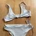 TOAST SWIM bikini set cut out bottom knot top NWT lunar rock grey color