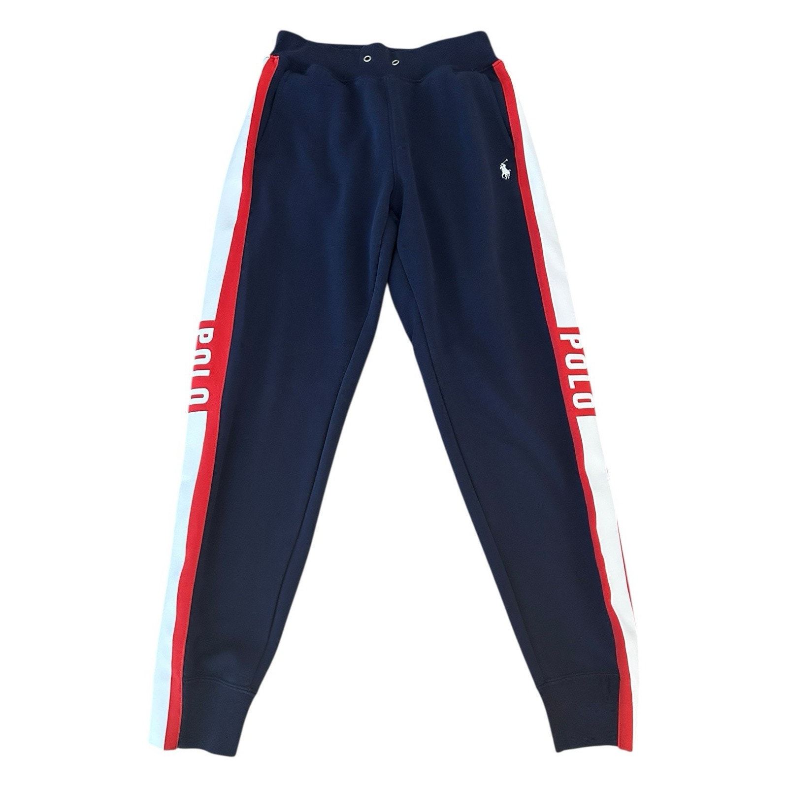 Polo Ralph Lauren Sweatpants XSTP Heavy Striped Logo Preppy Drawstring