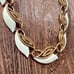 Trifari Cream White Enamel Necklace Vintage Collar Choker Twisted Gold Tone 18