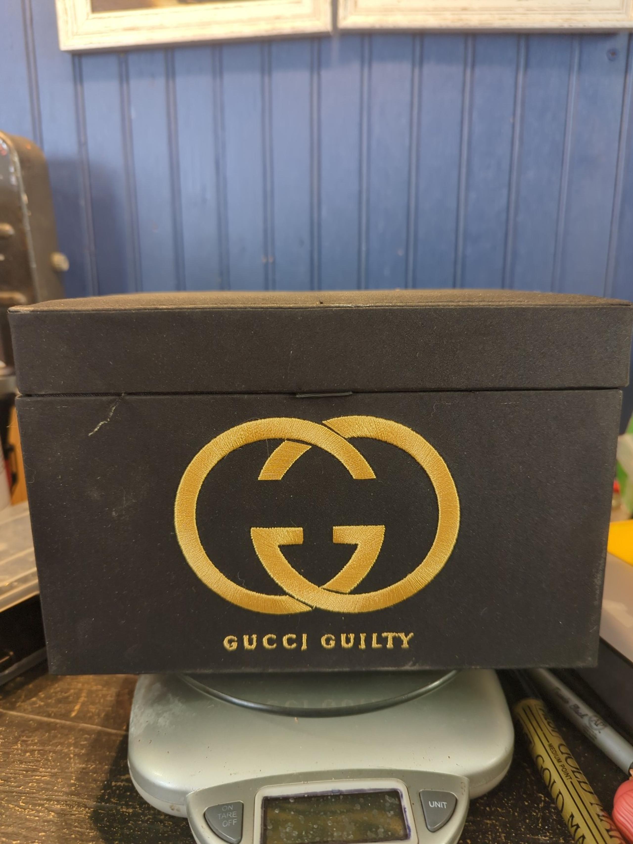 Gucci Guilty Black 2 Tier Black Fabric Gold Embroidery Empty Box