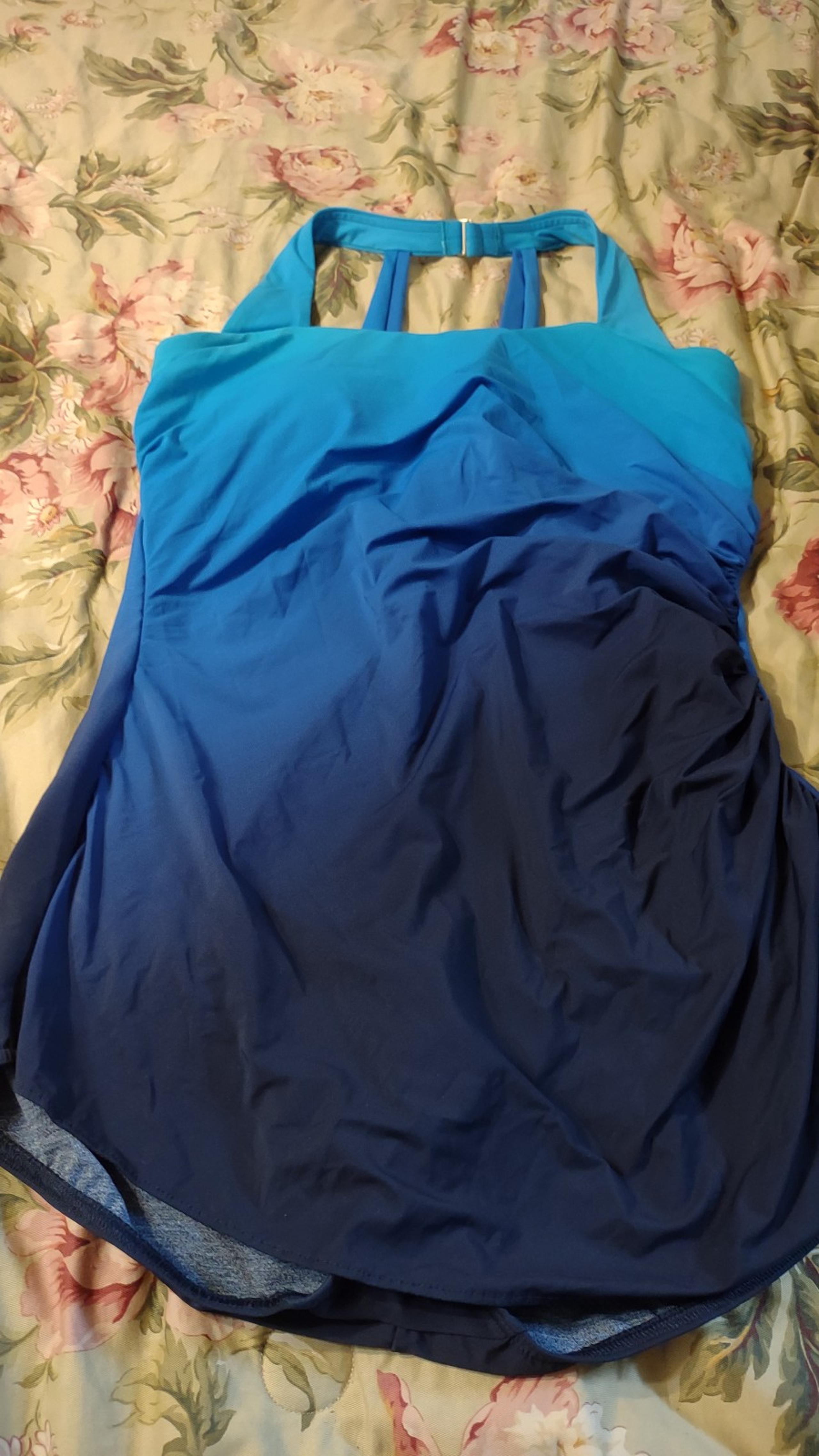 Land’s End SlenderSuit Tummy Control Chlorine Resistant Skirted One Piece 16