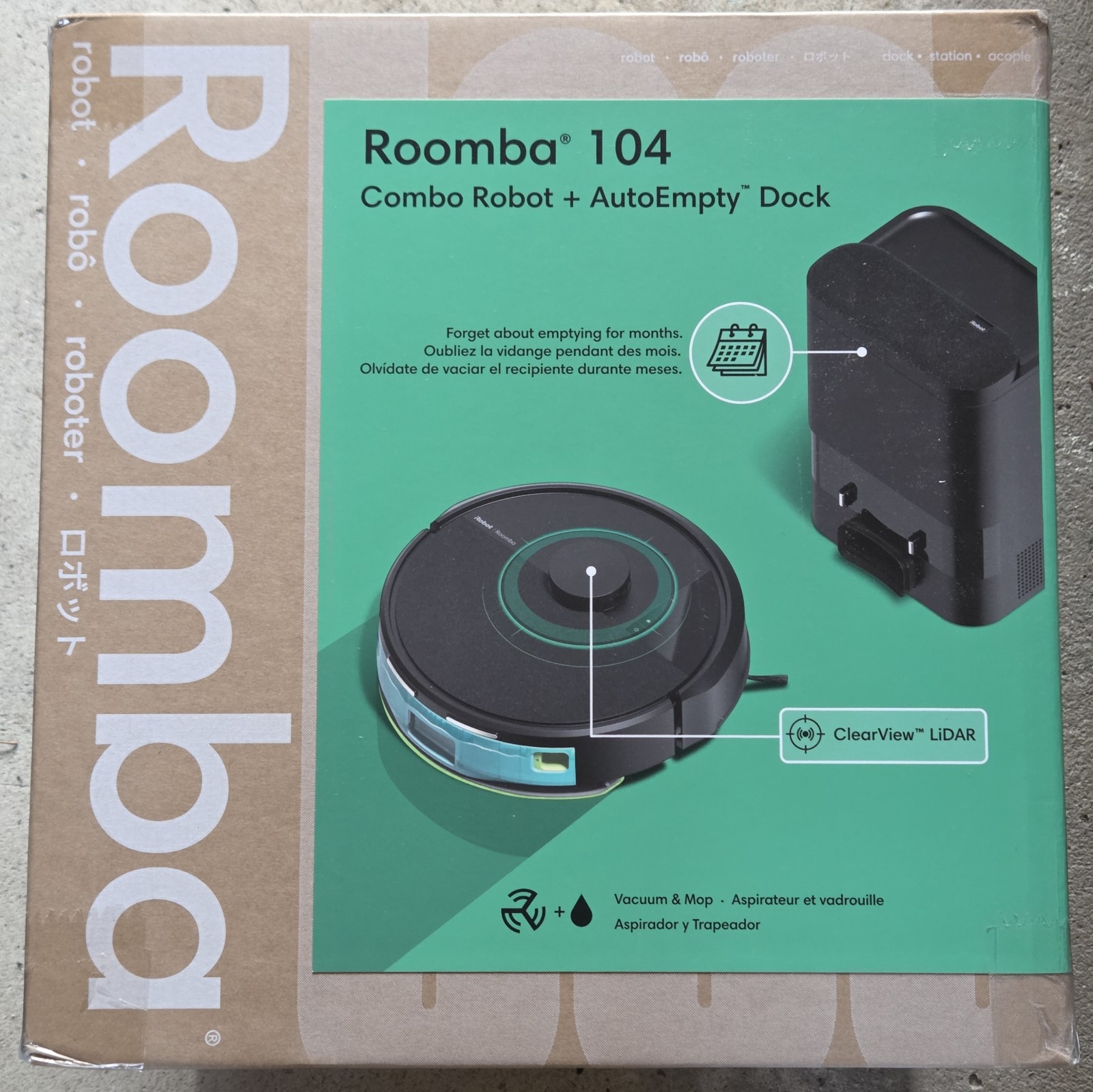 Roomba 104 Combo Robot Vacuum & Mop + AutoEmpty Dock - Self-Empties for 75 Days,
