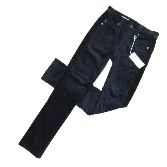 NWT Adriano Goldschmied AG Mari Tuxedo Stripe in Deep Trenches Velvet Pants 26