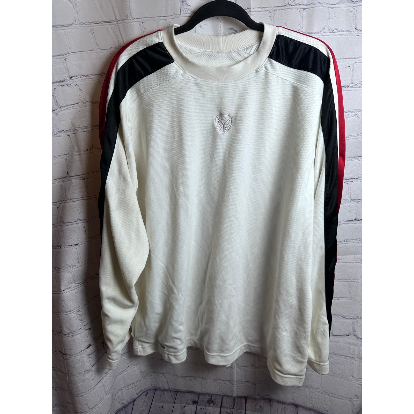 VINTAGE Nike Dri-FIT Sweatshirt Long Sleeve Athletic Top White Black Size L