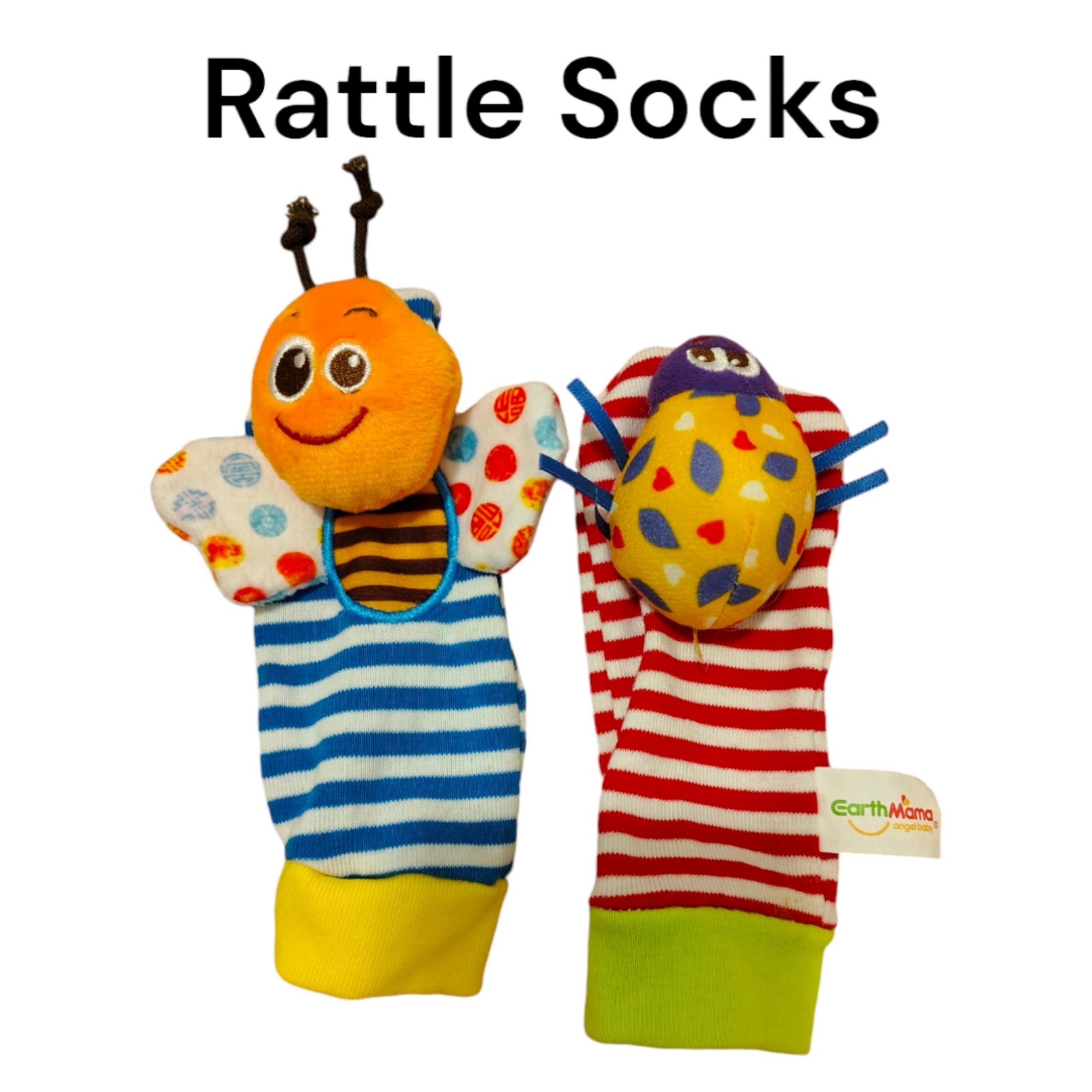 EARTH MAMA BUMBLE BEE & SPIDER STRIPED RATTLE SOCK SET