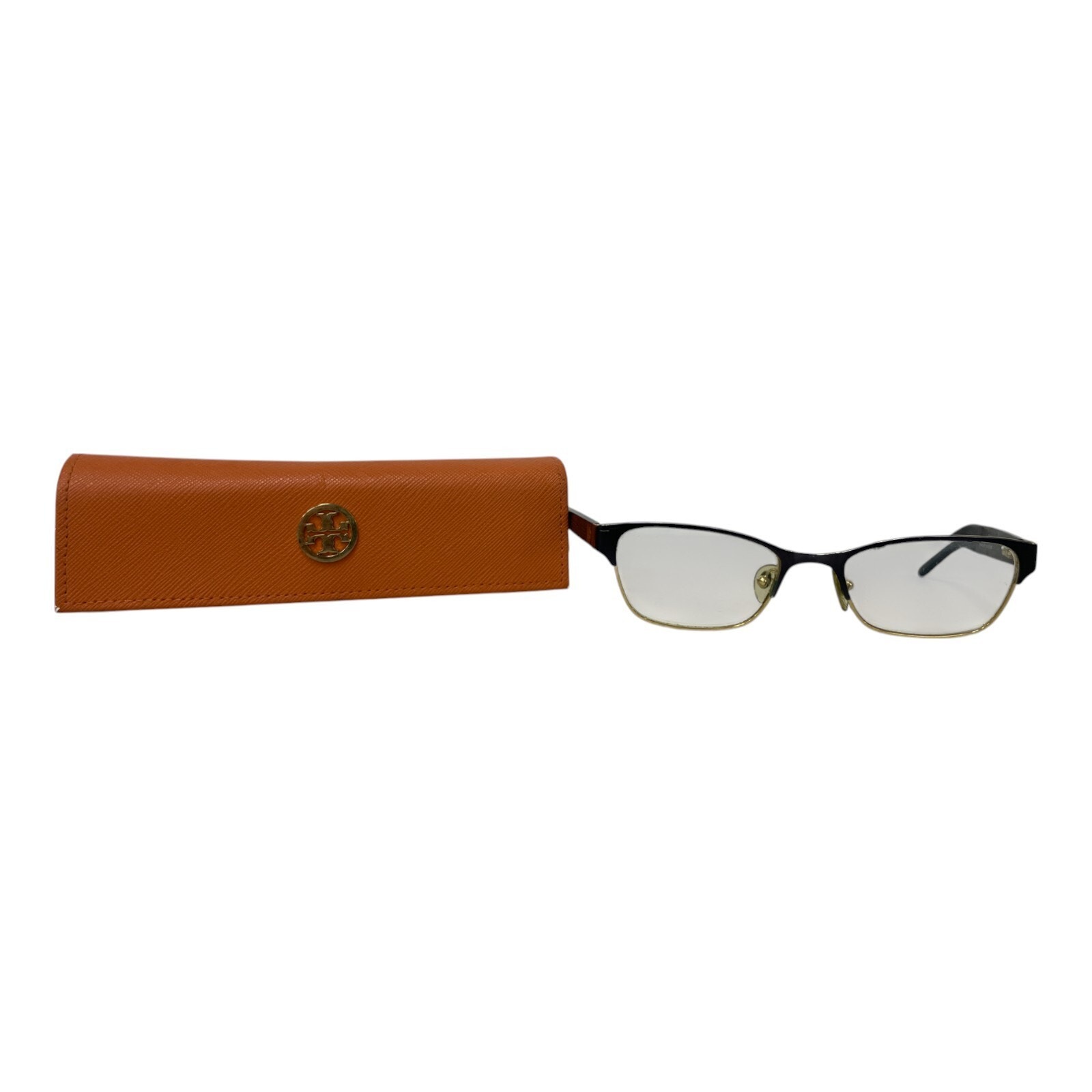 Tory Burch TY 1040 3031 Unisex Rectangle Eyeglasses Faux Leather Case Orange