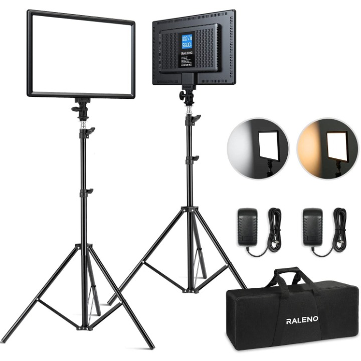 2 Packs LED Video Light and 75inches Stand Lighting Kit