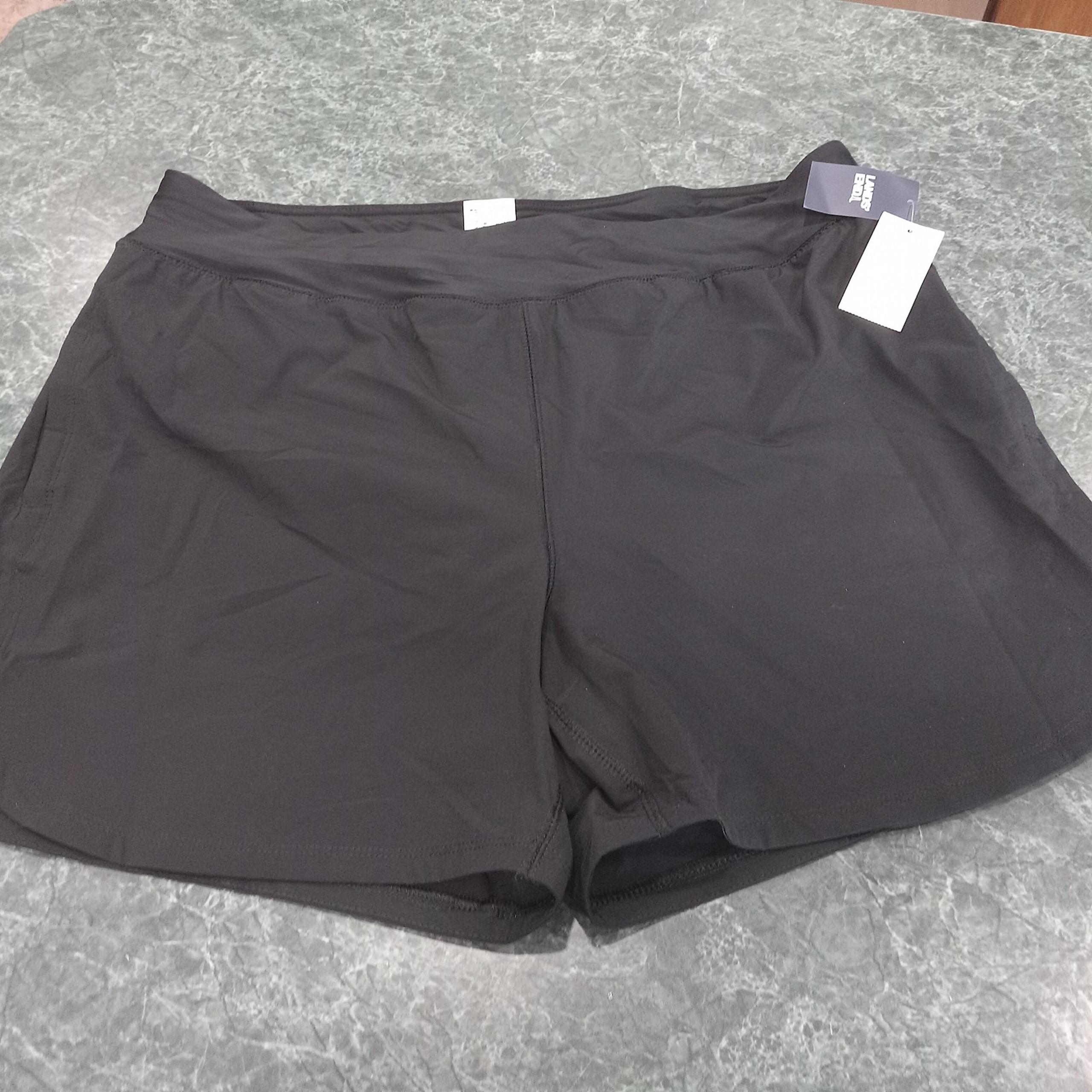 Lands End Women's Swim Shorts Swimwear UPF50 Quick Dry L 12_14 Black NEW Pockets