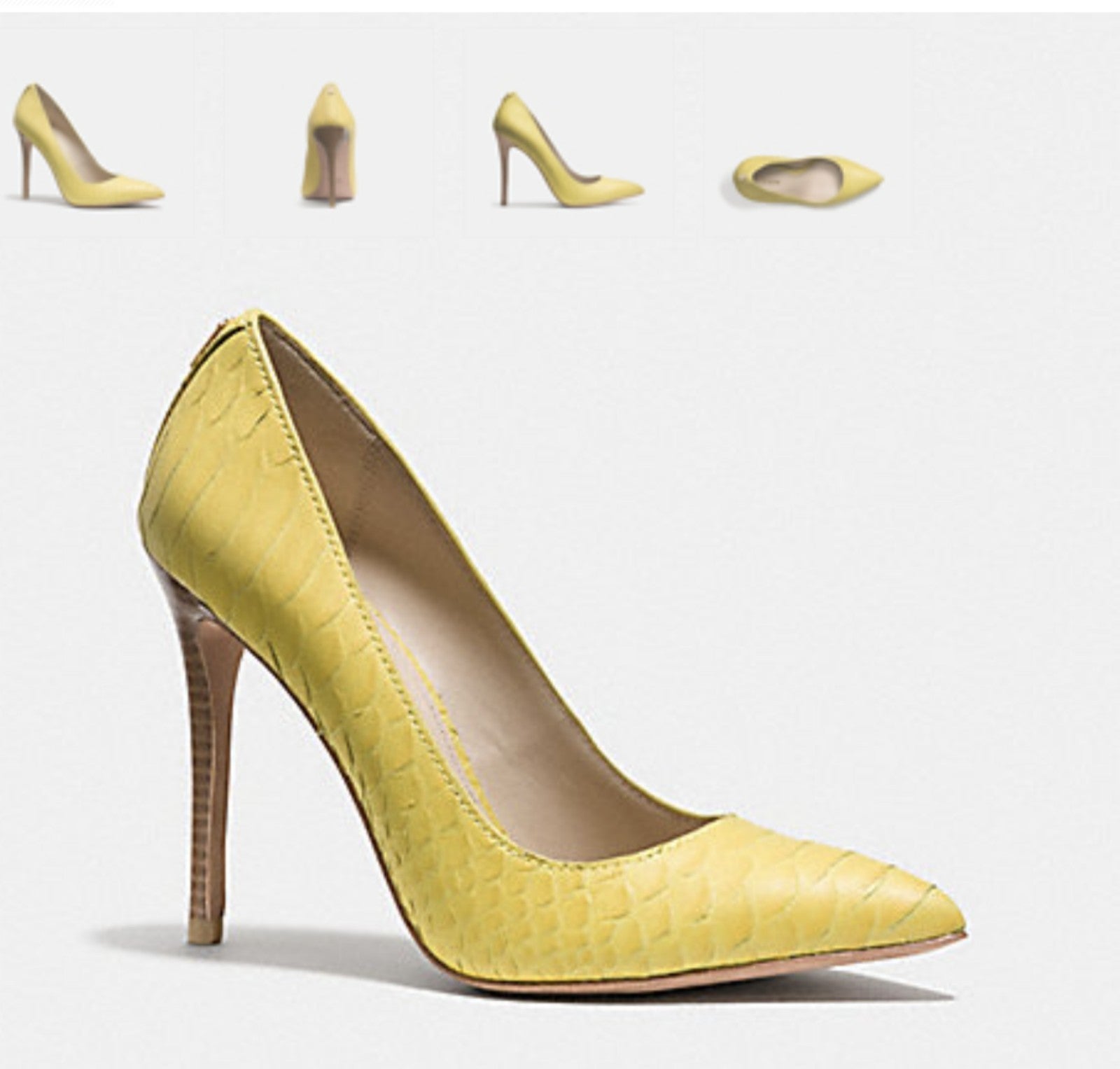COACH Harlee offers Heels - Yellow Snake Embossed Leather