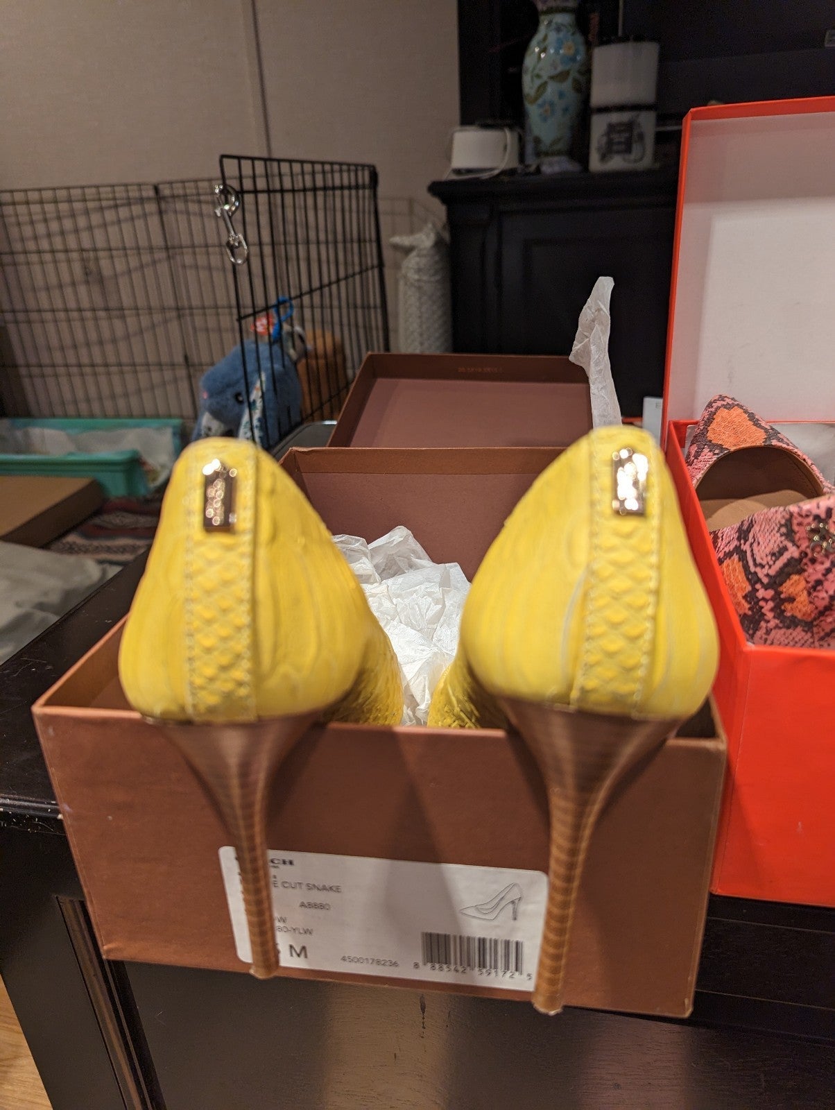 COACH Harlee offers Heels - Yellow Snake Embossed Leather
