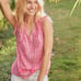 Vineyard Vines -1504 NWOT Oleander Floral Ruffle Popover Pink Floral Blouse L