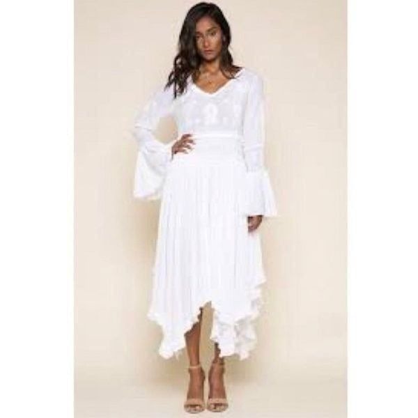 ANTHRO Raga Shelly Embroidered Bell-Sleeve Dress