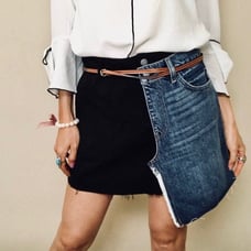 Hudson LA Asymmetrical Frayed Mini Skirt