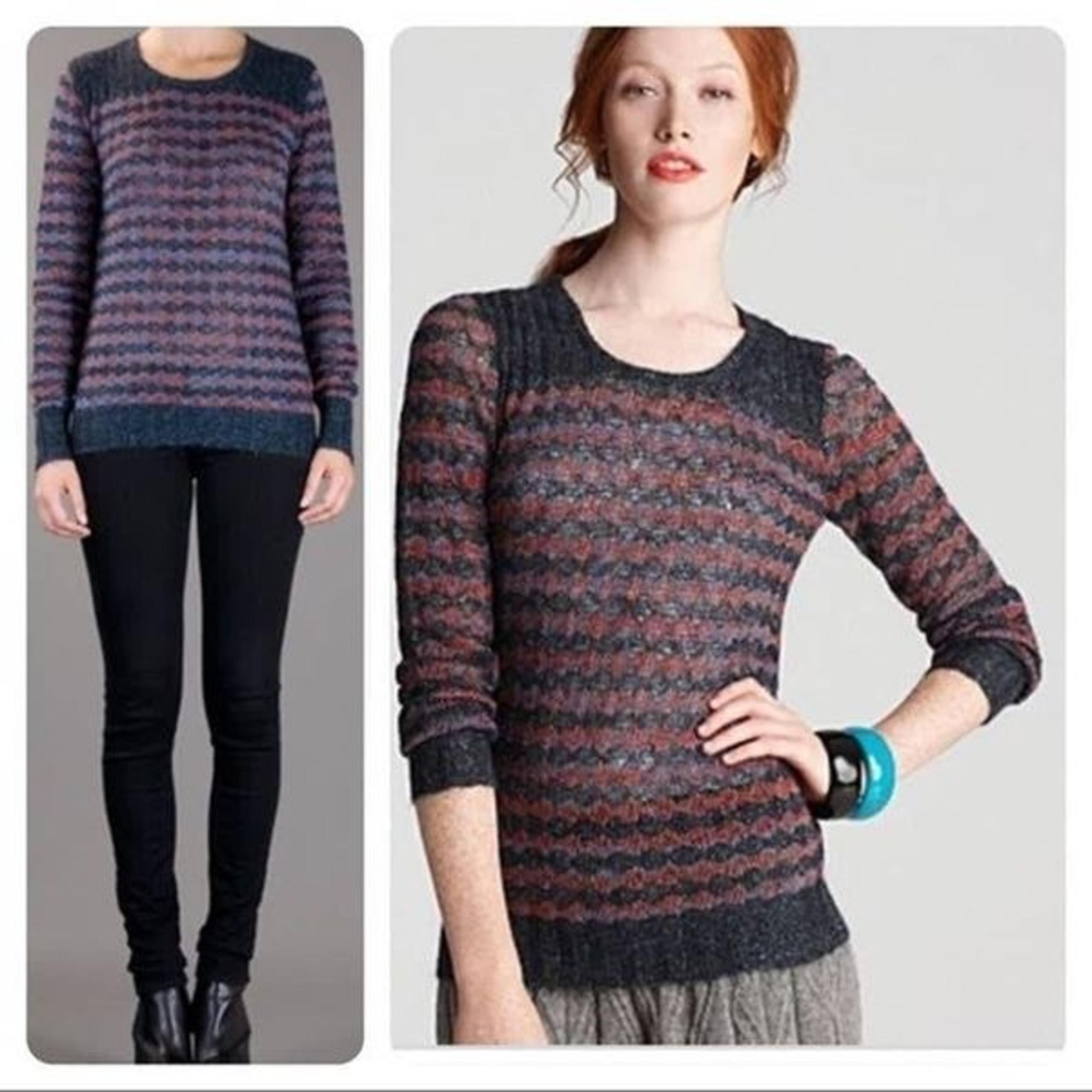 Marc by Marc Jacobs Twinkle Stripe Sweater Zig Zag Fuzzy Metallic Pullover Small