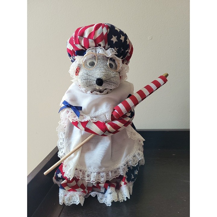 OOAK Flag Mouse Patriotic Americana Vtg Handmade Betsy Ross Pepsi Bottle Craft