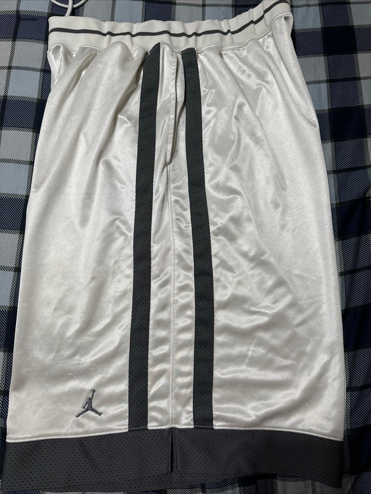 Super Rare Jordan Nike Basketball Dazzle Shorts White Grey 2XL