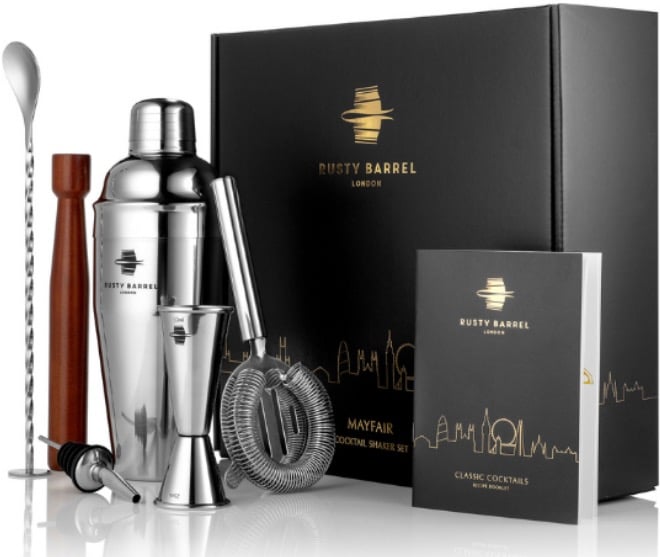 Rusty Barrel London Cocktail Shaker Set, 9pc