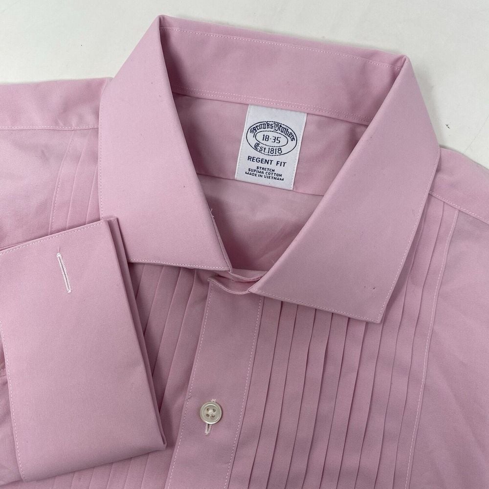 Brooks Brothers Regent Fit Men's 18-35 Pink Stretch Flip Cuff Long Sleeve Shirt