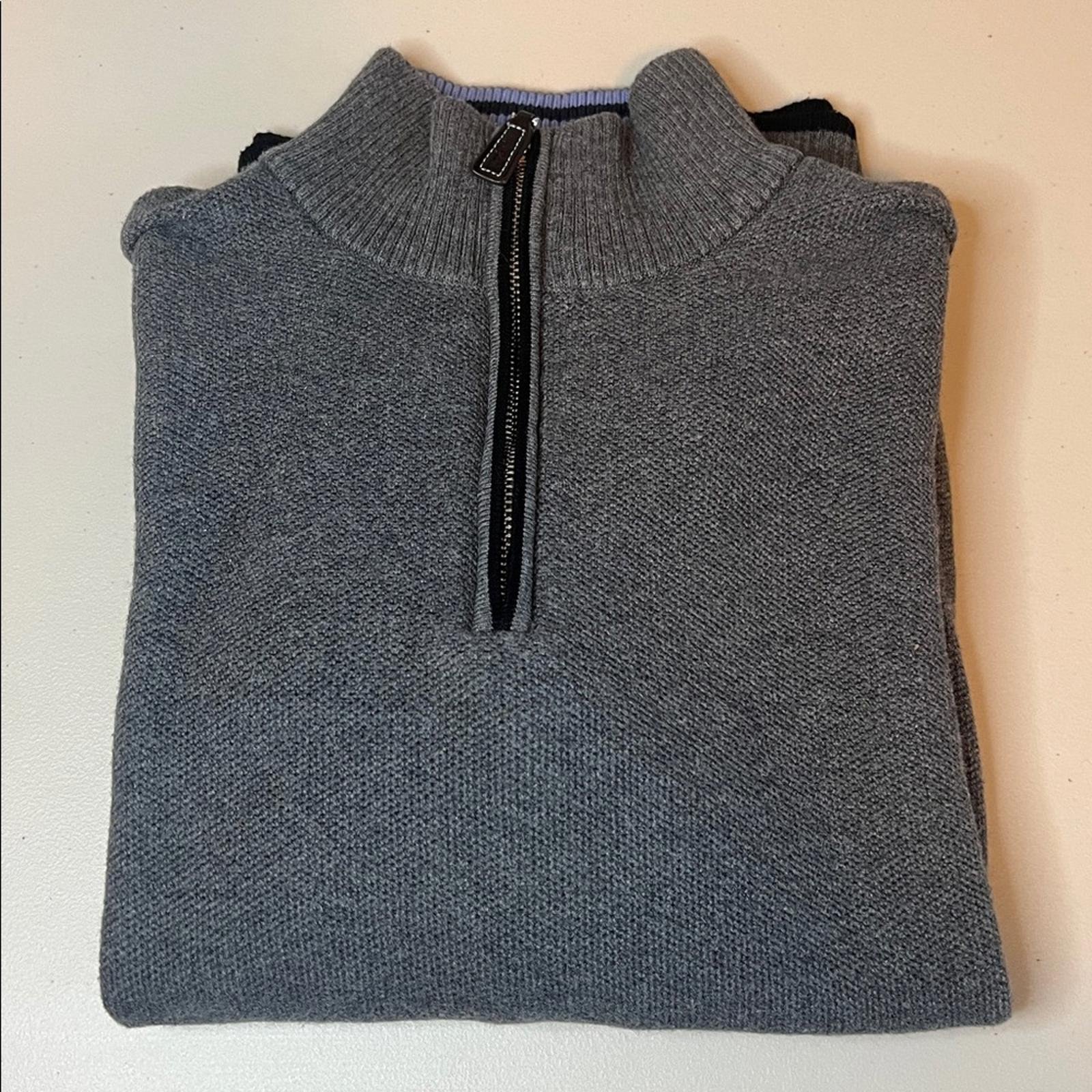 Taylorbird Collection Pique Quarter Zip Sweater Gray Size Small