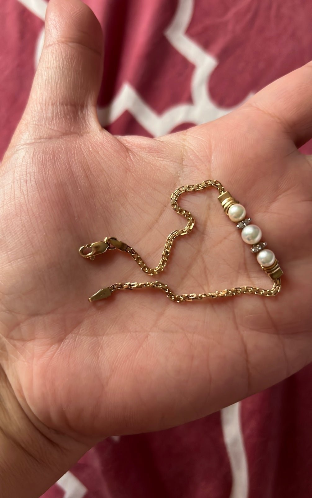 14k gold bracelet diamond pearl