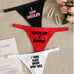 New Women's 3 Piece Assorted Naughty Graphic Thong Panties 4 Sizes 3 Colors.