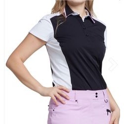 GG Blue Womens M Luxe Sport Black Layla Golf Polo Shirt Short Sleeves Collared
