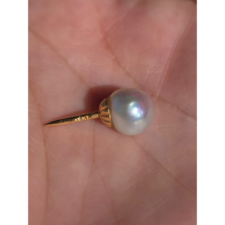 18K Gold & Pearl Tie Tack Pin Comes with Closure