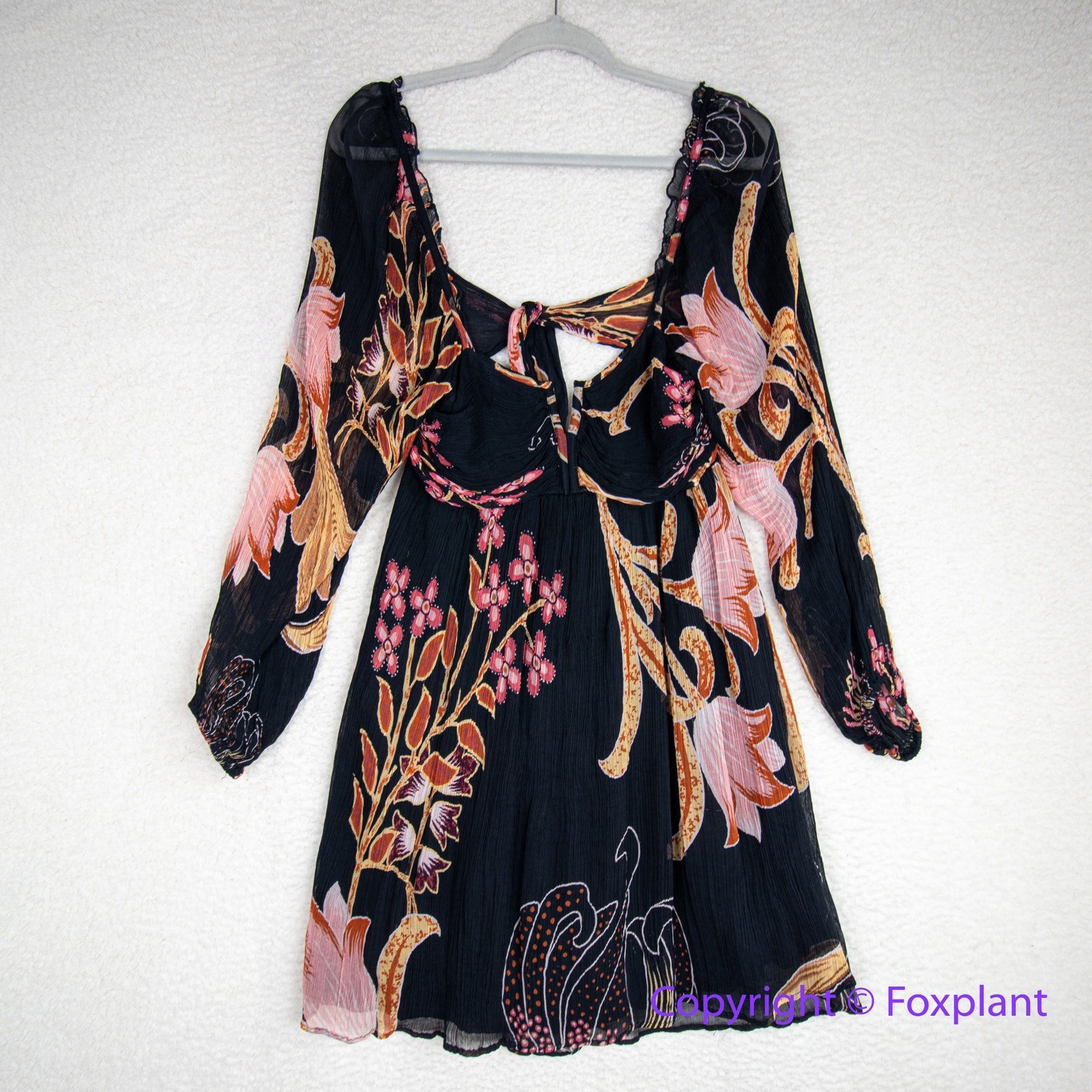 Anthropologie Let Me Be Babydoll Mini Dress black pink, size S