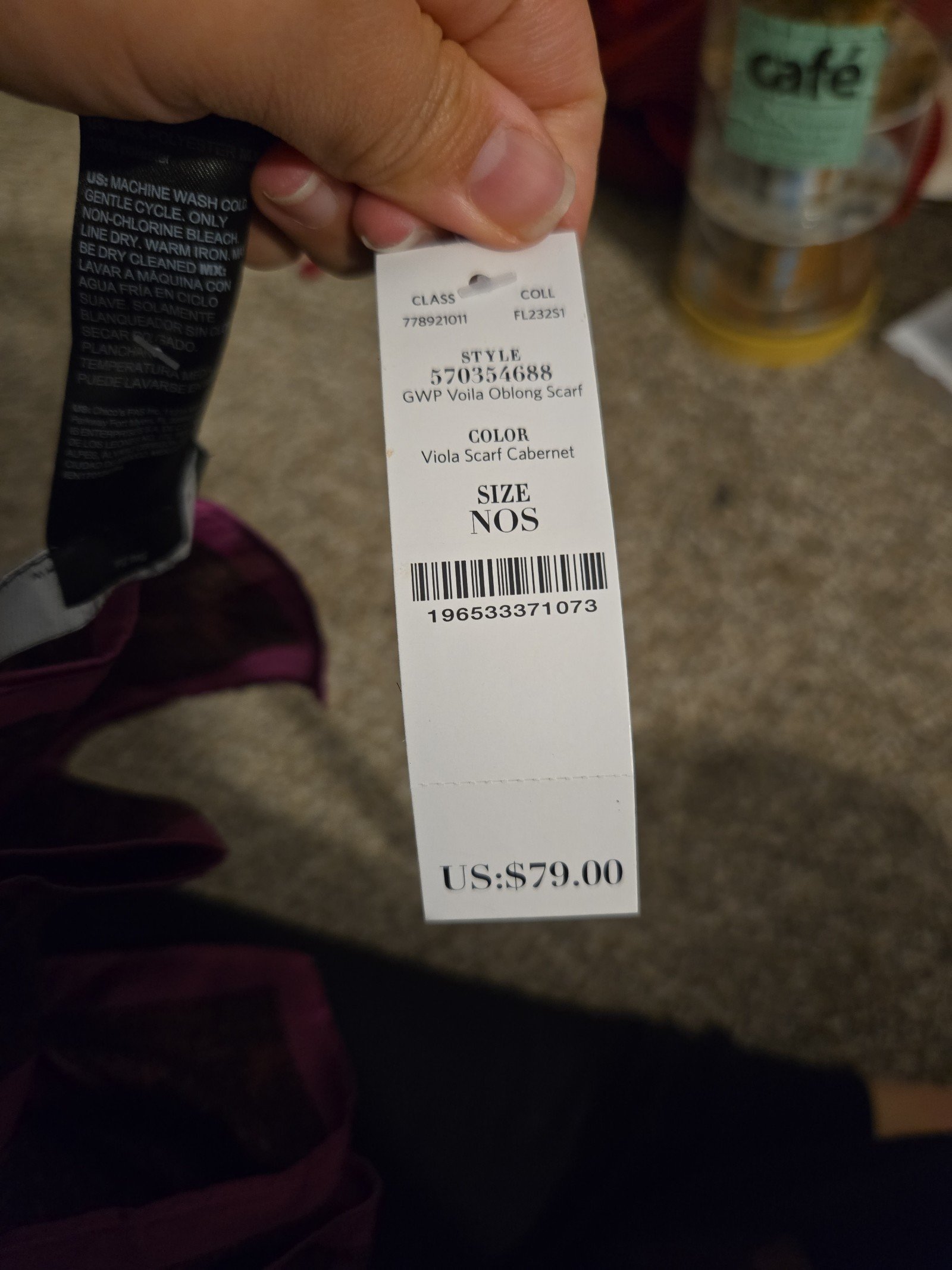 White house black market viola scarf cabernet