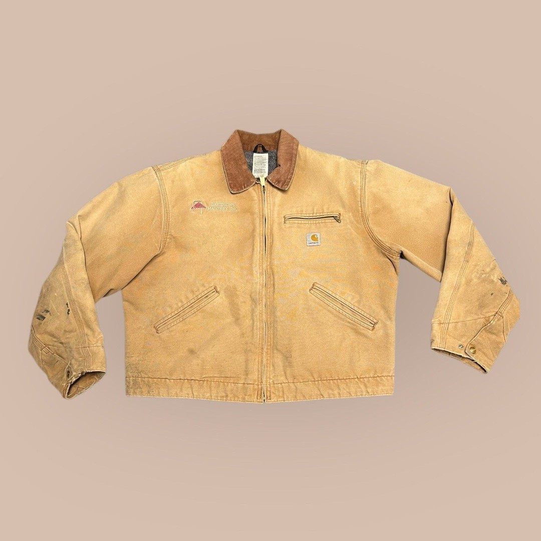 Vintage Carhartt J01 BRN Detroit Blanket Lined Jacket with Logo Sz XL (46) Boxy