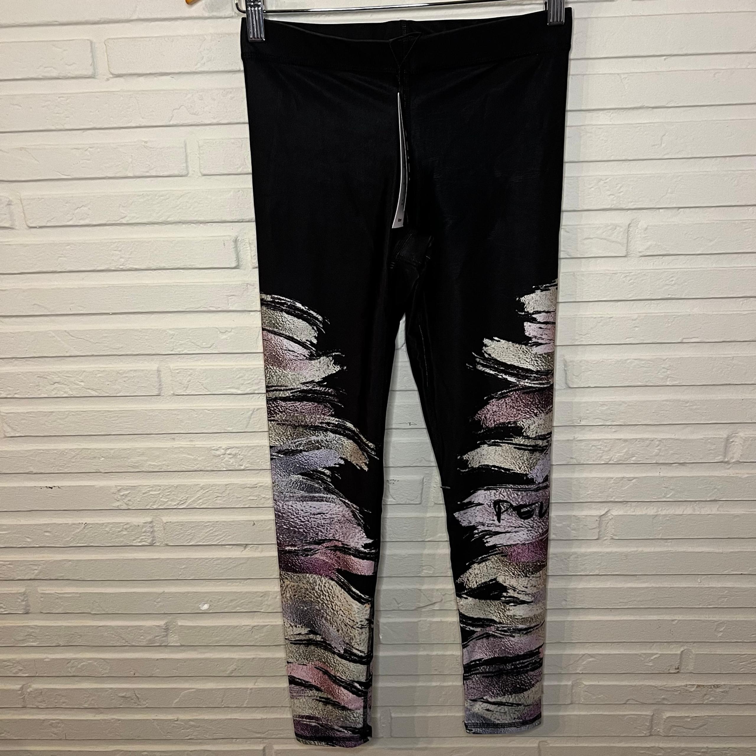 Terez x Peloton Black Colorful Spell Out Athletic Leggings, Women’s Size Small