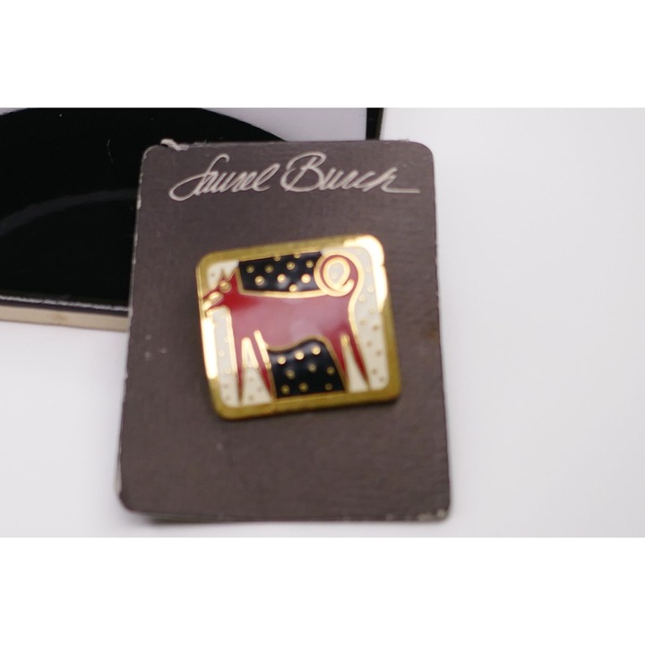 Signed Laurel Burch Night Dog Brooch With Original Card