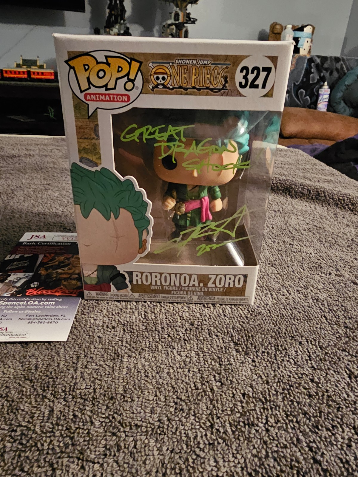 Orginal, first release Zoro Funko signed jsa authentication