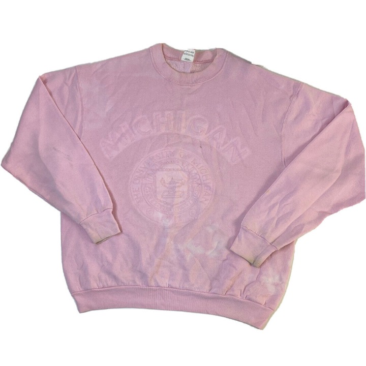 Vintage University Of Michigan Embossed Thrashed Crewneck Sweatshirt Womens XL