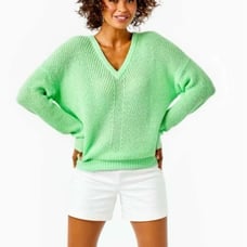 Lilly Pulitzer Kasmina V-Neck Sweater Patina Green Size S New