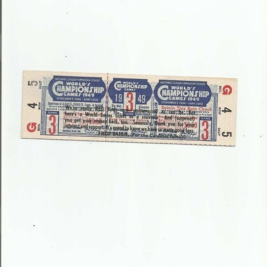 WORLD SERIES TICKET 1949