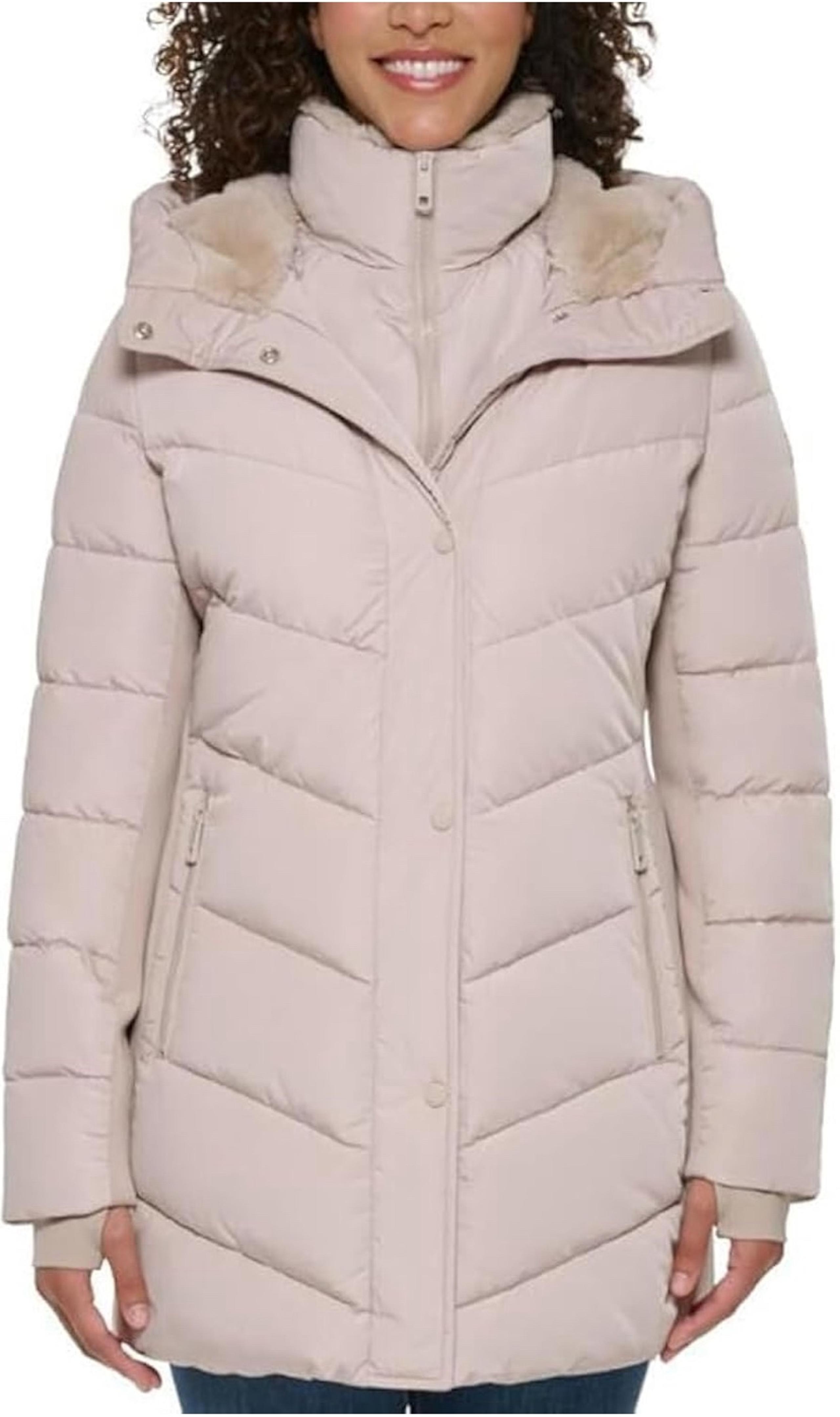 Andrew Marc Women's Mixed Media Hooded Puffer Jacket M