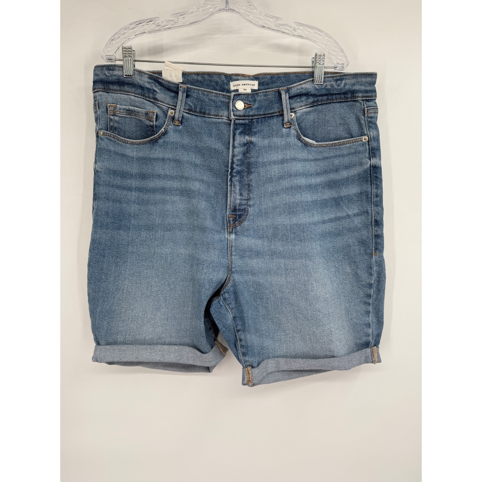 Good American Denim Bermuda Shorts High Rise Cuffed Stretch Size 20 NEW
