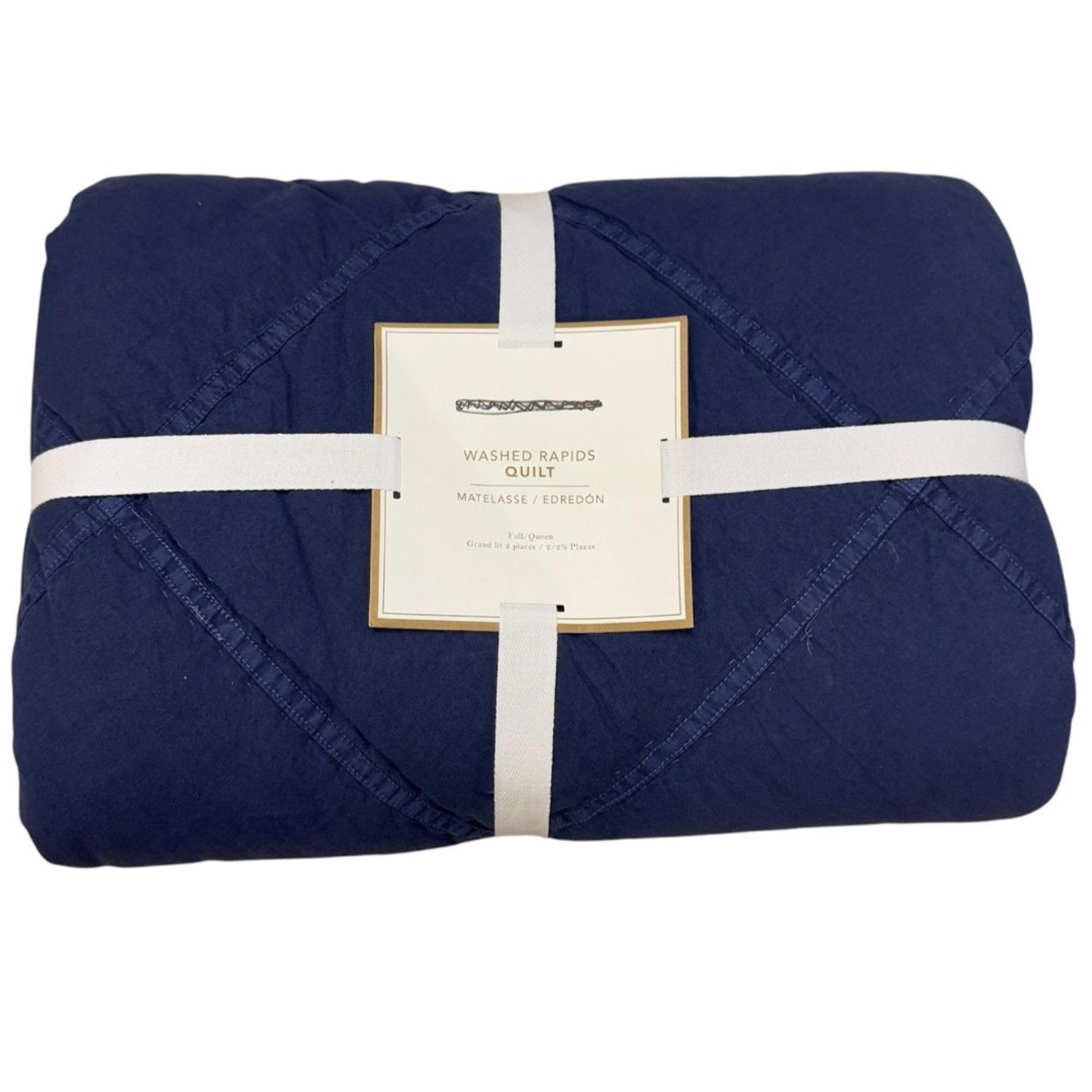 NWT Pottery Barn Teen Washed Rapids Quilt Cotton Denim Recycled Fiber Size F/Q