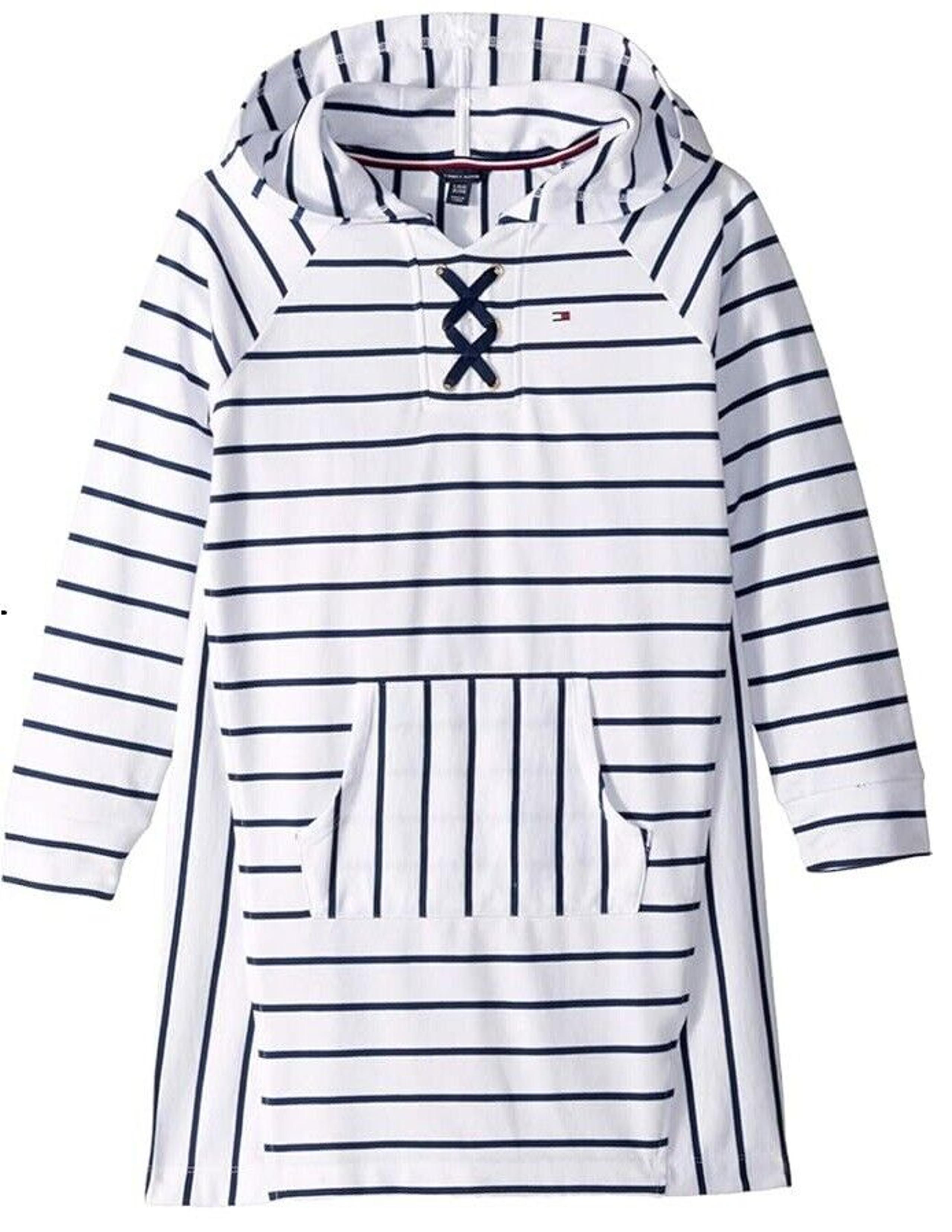 Tommy Hilfiger Big Girls Lace-up Hooded Sweatshirt Dress - Size M or 8/10