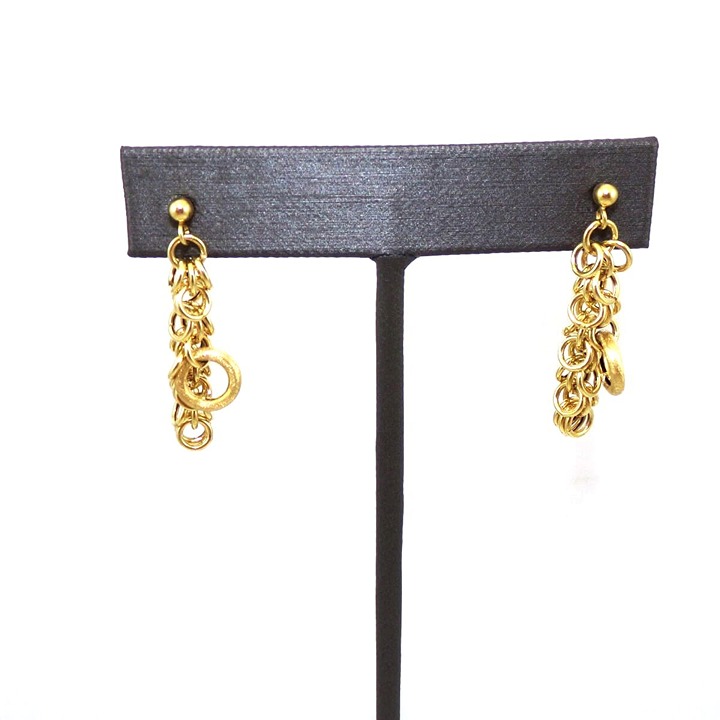Milros Italy 14K Yellow Gold Cha Cha Hoop Rings Dangle Earrings