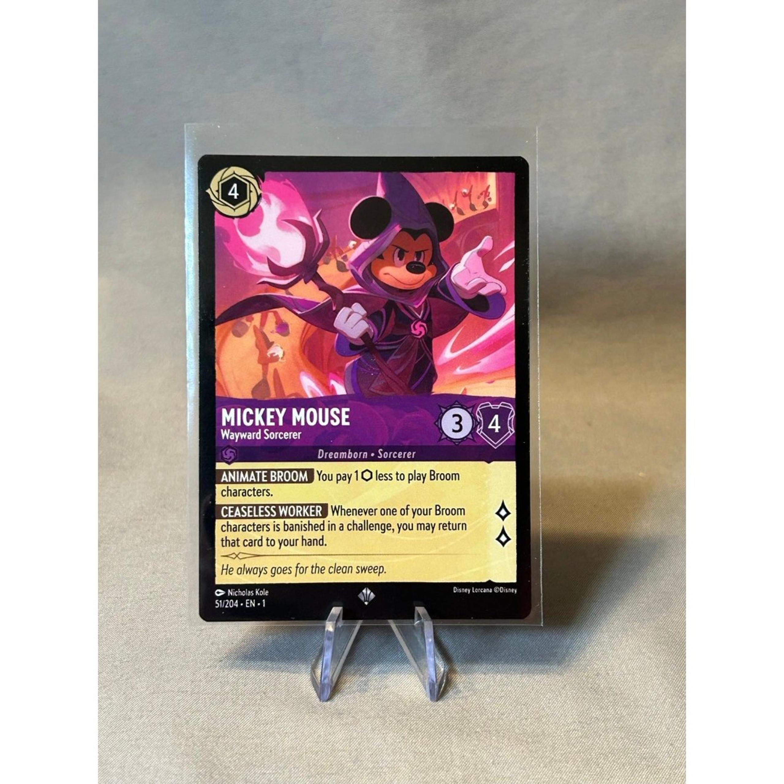 Disney LORCANA Mickey Mouse Wayward Sorcerer Super Rare 51/204 NM