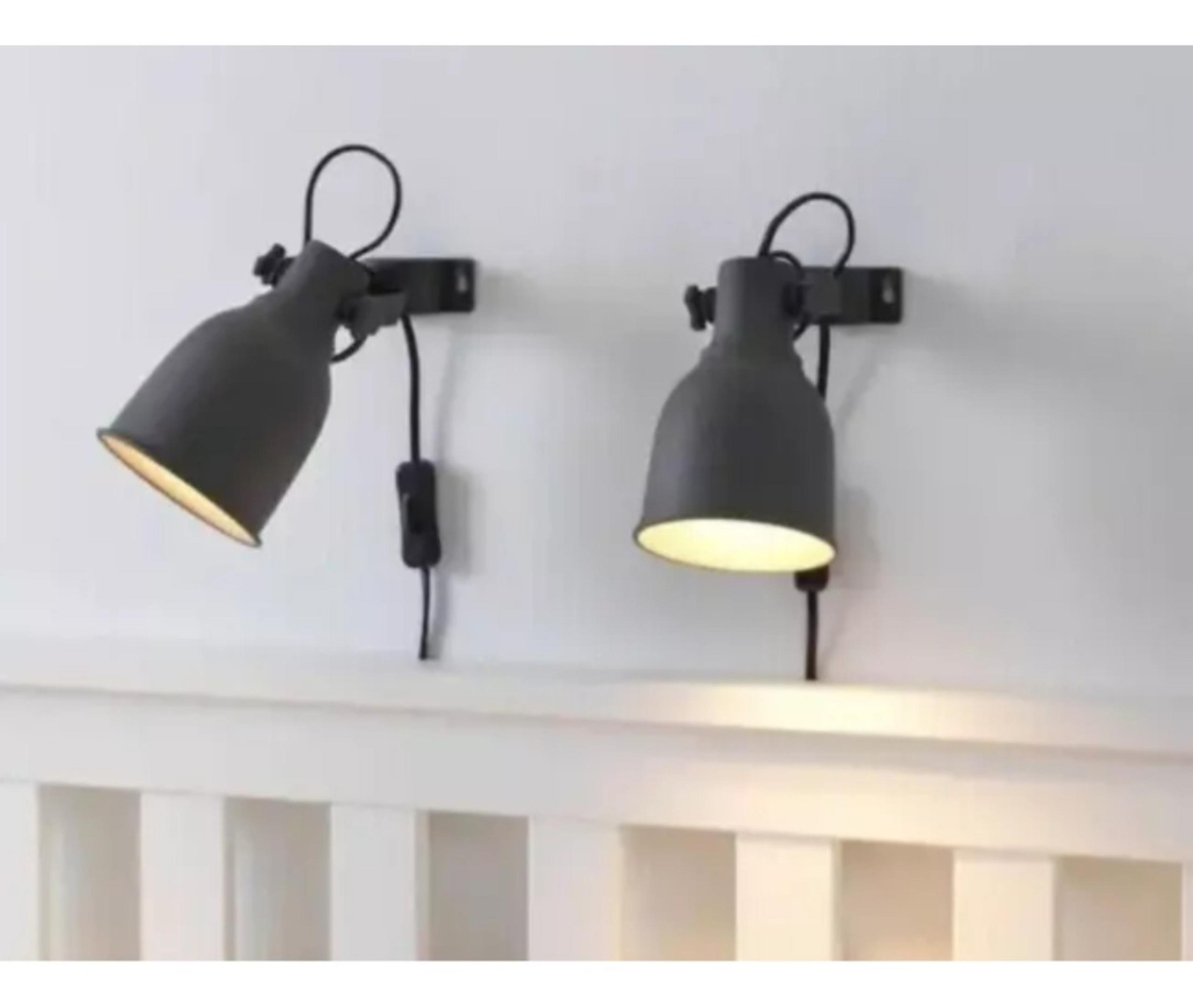 Lot of 2 NIB IKEA Hektar Wall Clamp Spotlight LED Lamp Dark Gray