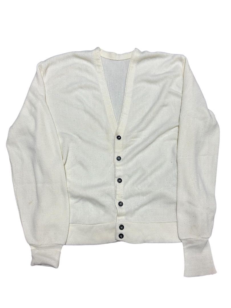 80s 90s Acrylic Cardigan Vintage White