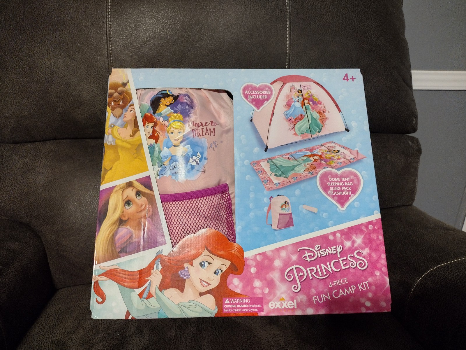 Disney Princess Kid's Unisex 4-Piece Sling Kit, Ages 4+ Dome Tent, NEW